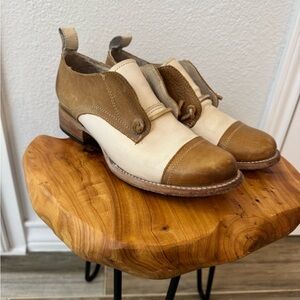 Freebird by Steven MABEL Tan White Leather Oxford Loafers Shoes Size US 8